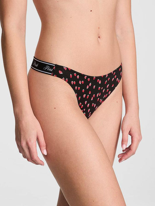 Logo Cotton Shine High-Leg Thong Panty