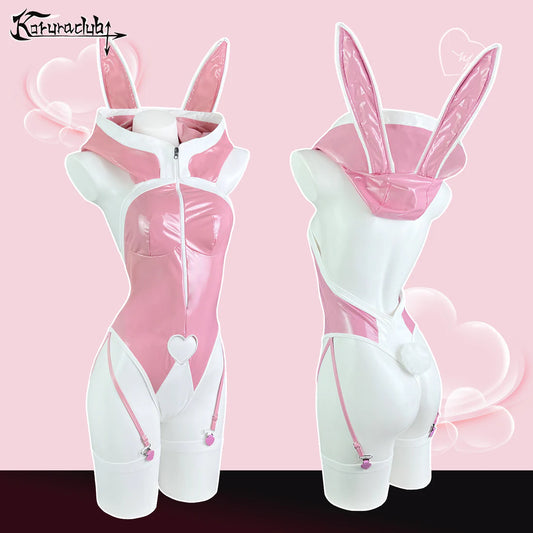 Pink Bunny Hoodie Bodysuit Lingerie