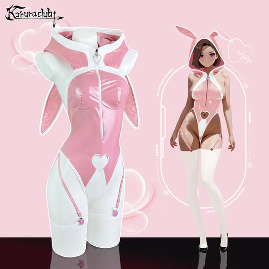 Pink Bunny Hoodie Bodysuit Lingerie