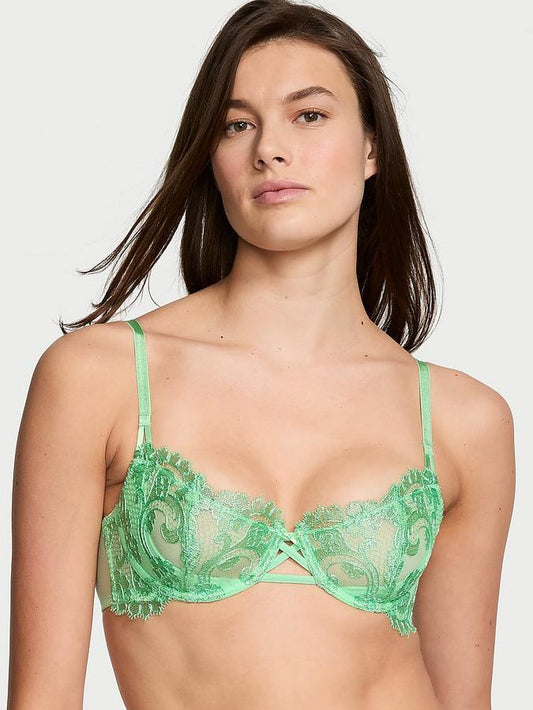 Wicked Unlined Boho Floral Embroidery Balconette Bra