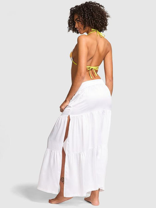 Satin Tiered Maxi Skirt